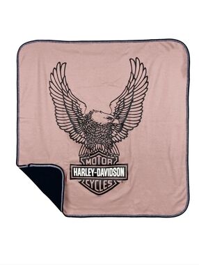 Harley Davidson Bar & Shield Eagle Baby Receiving Blanket Girl Pink Black NWT